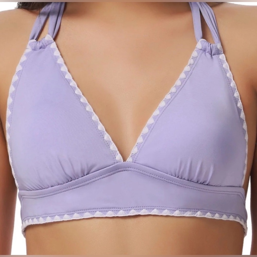 Lucky Brand Shell Stitch Halter Swim Top with matching Hipster Bottoms $142
